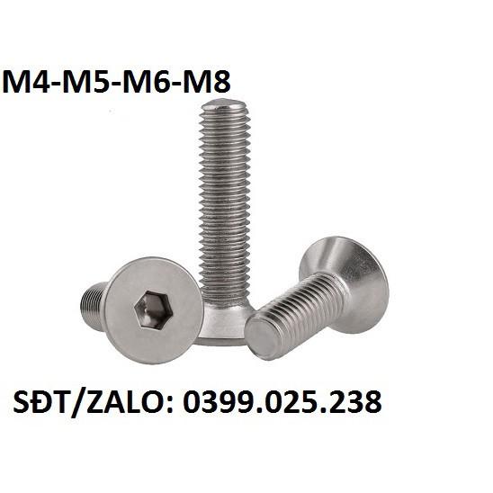 Bu lông M4/M5/M6/M8 lục giác chìm INOX đầu bằng