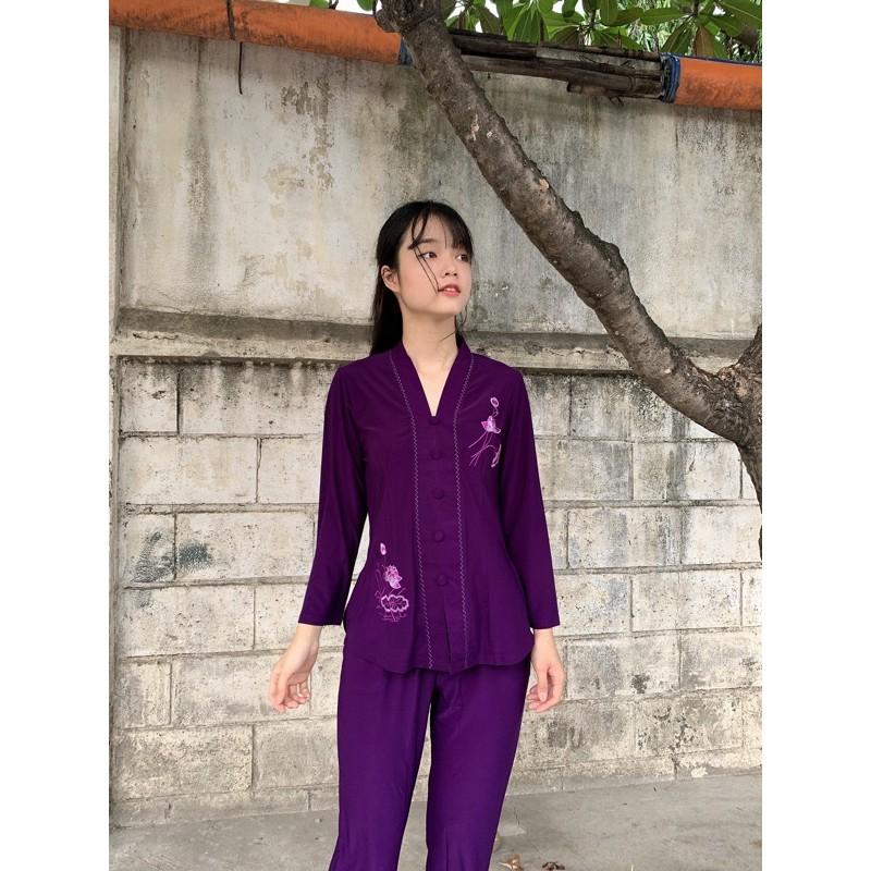 Đồ lam đi chùa nữ bigsize, thời trang nữ, đồ bộ thun