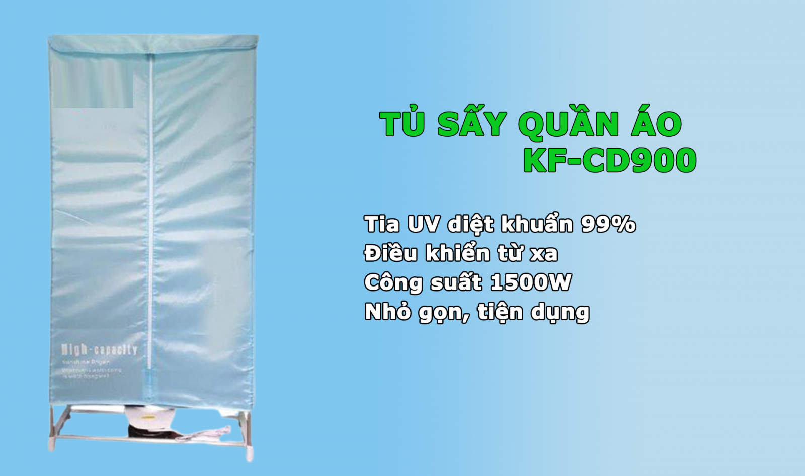 Tủ Máy Sấy Quần Áo KF-CD900 (Có Điều Khiển Remote) 1500W - Màu Ngẫu Nhiên - Hàng Chính Hãng