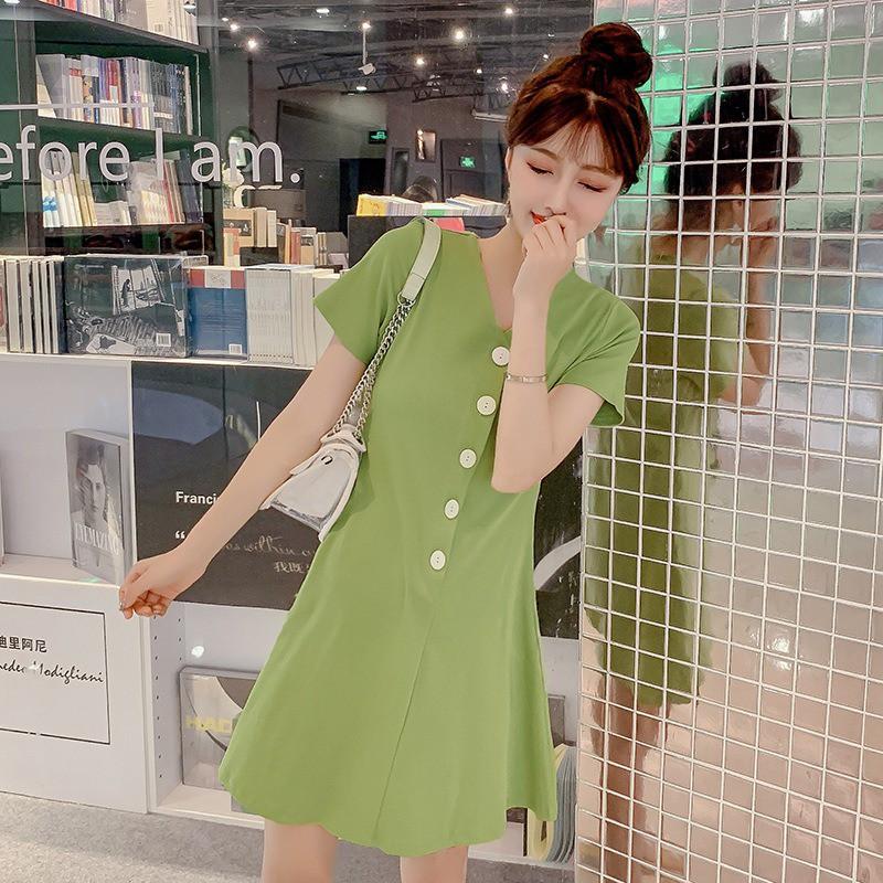 Đầm tay ngắn cổ chữ V thiết kế dáng chữ A thanh lịch