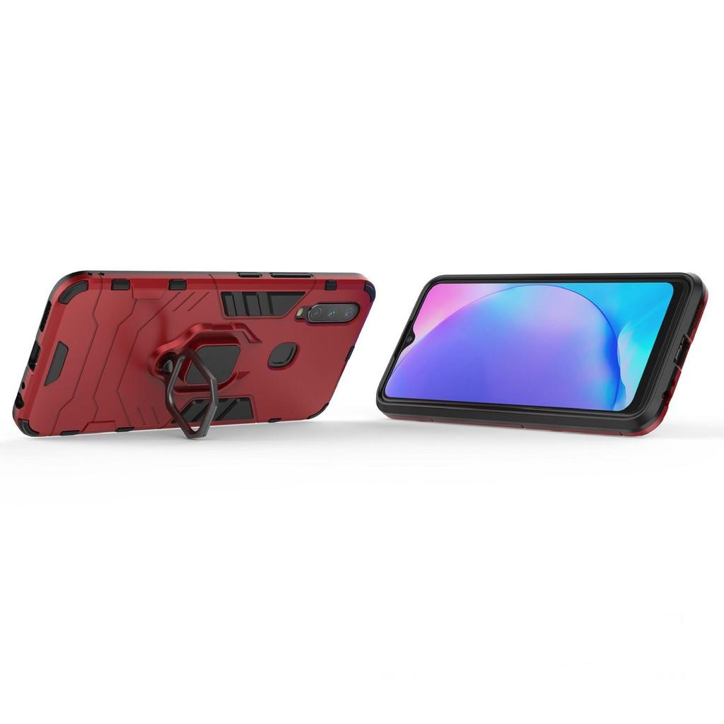 Ốp lưng dành cho Vivo Y12 chống sốc Iron Man gắn giá đỡ iring hỗ trợ xem video, chống va đập mạnh