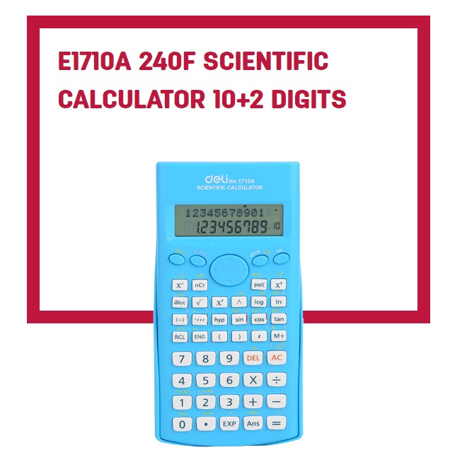 Máy tính kỹ thuật Deli 1710 Scientific Calculator 10+2 Digits Giao màu ngẫu nhiên