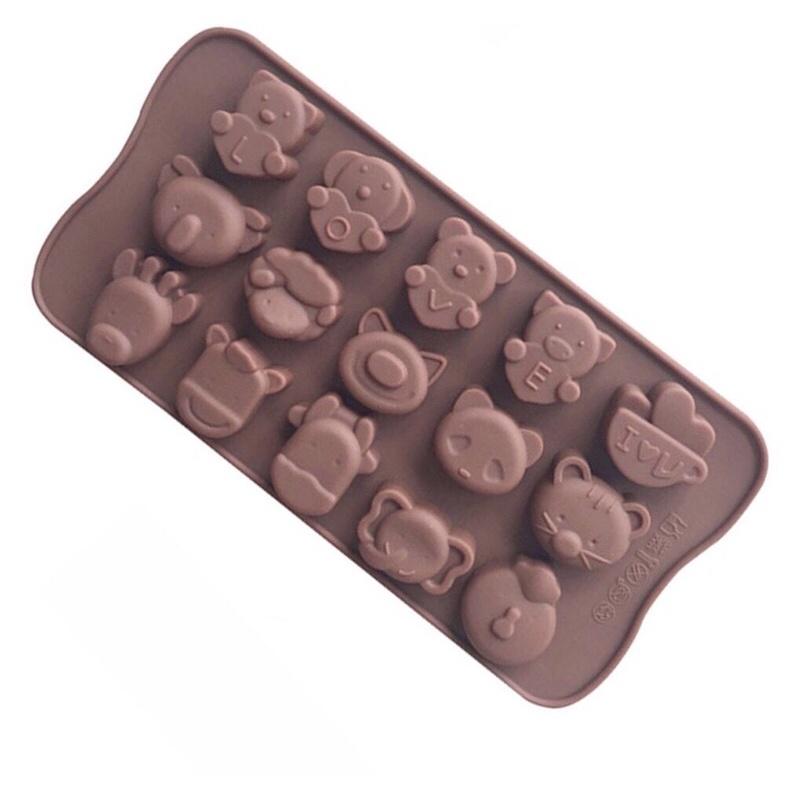 Khuôn silicon làm sô cô la  hình thú có thể dùng làm khuôn rau cau bánh kẹo