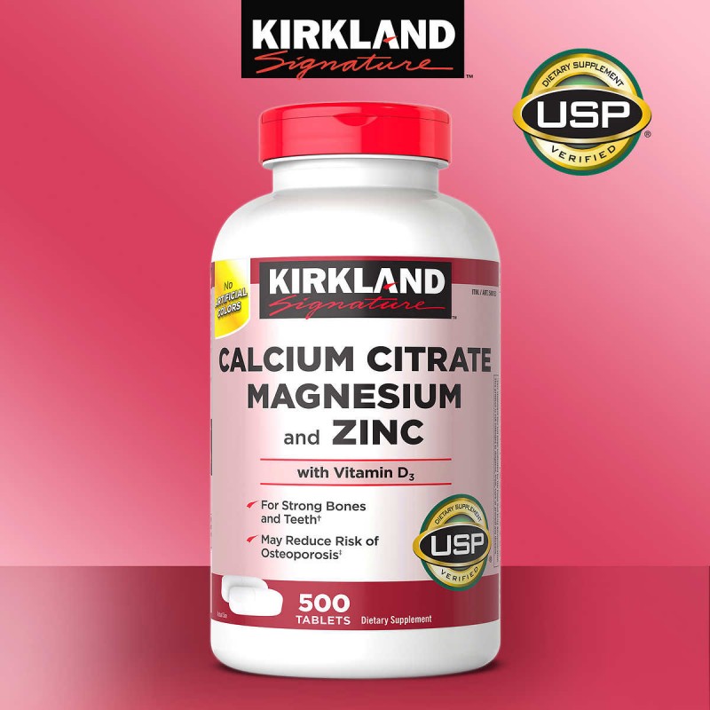 Canxicho người lớn Mỹ Kirkland Signature Calcium Citrate Magnesium And Zinc with Vitamin D3 phát triển hệ thống xương, phòng chống loãng xương - OZ Slim Store