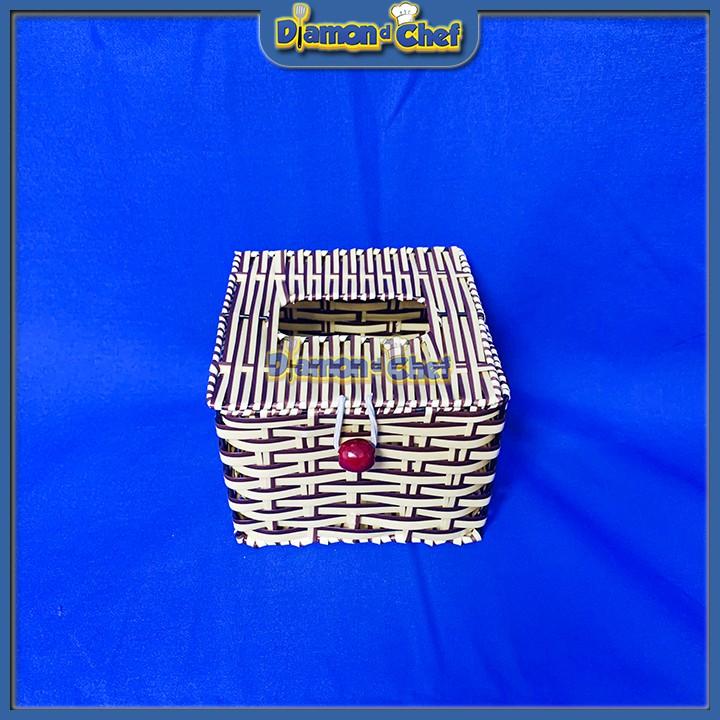 Hộp đựng giấy vuông (đan giả mây) 12x12x10cm