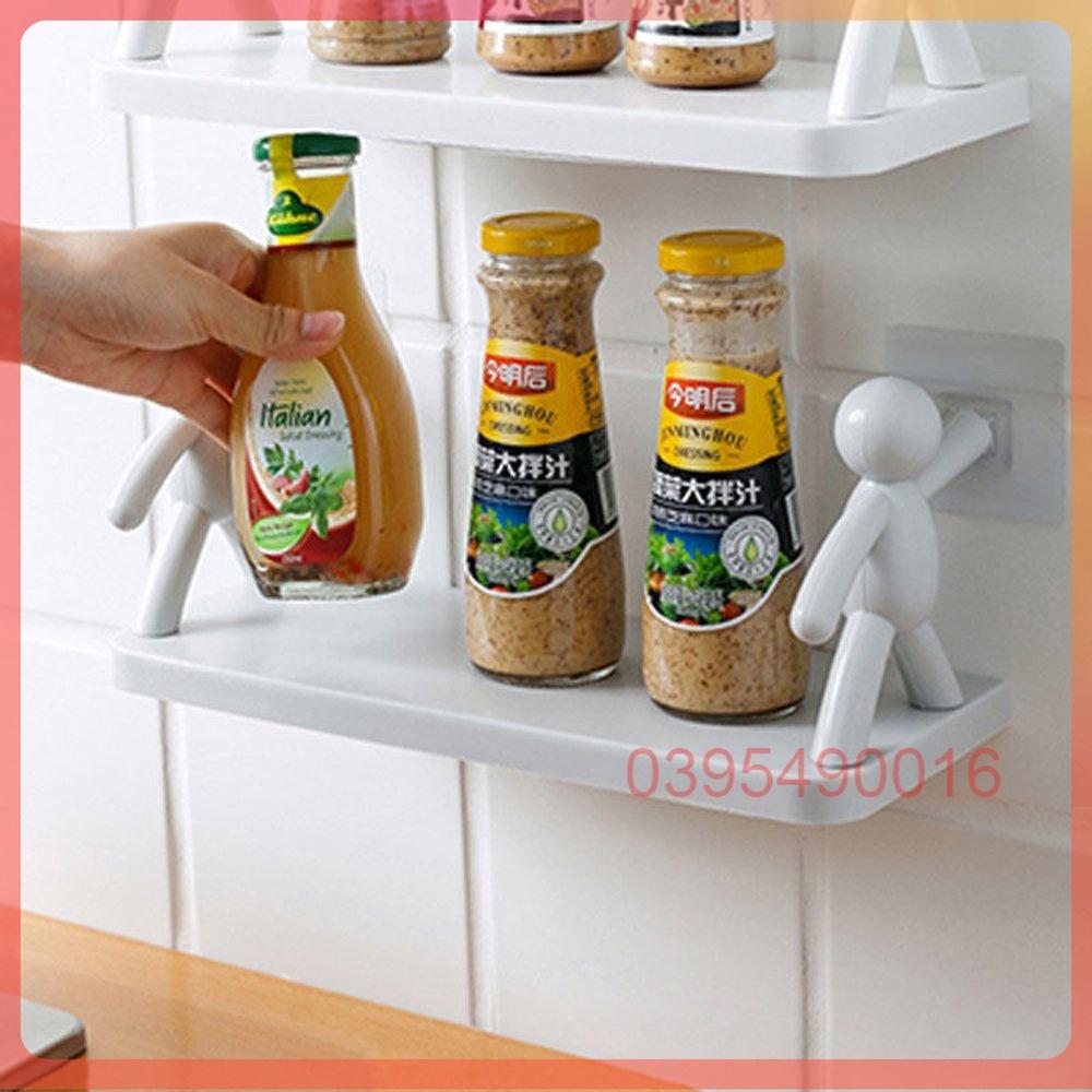 Kệ phòng tắm hình nhân để đồ dán tường để đồ nhà bếp chất liệu nhựa PP chắc chắn tiện lợi không cần khoan đục
