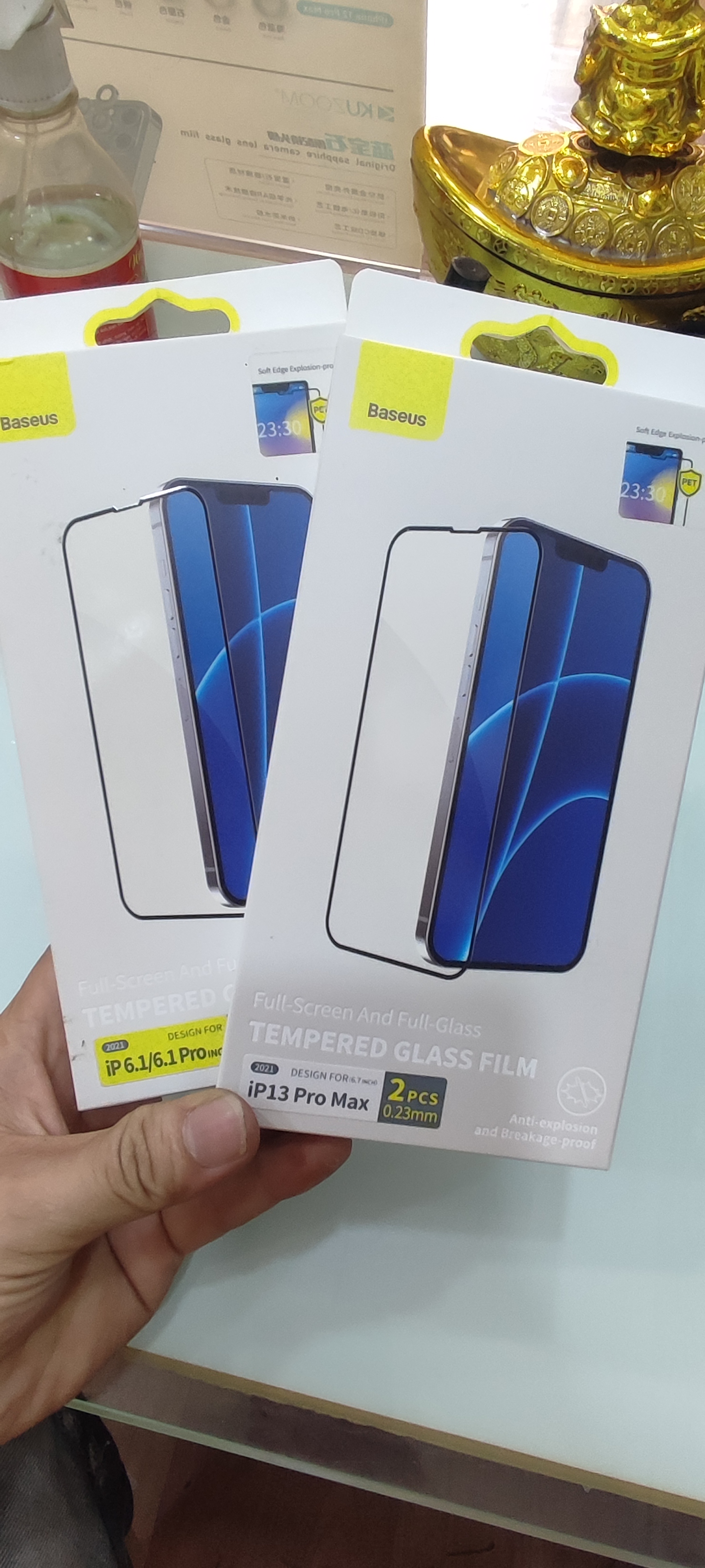 Bộ 2 Miếng Dán Cường Lực viền dẻo Baseus 0.3 Siêu Bền Dành Cho iPhone 12/ 12pro/ 12 promax/13/ 13 pro/13 promax/14/ 14 Plus/ iPhone 14 Pro/ iPhone 14 ProMax - Hàng Chính Hãng