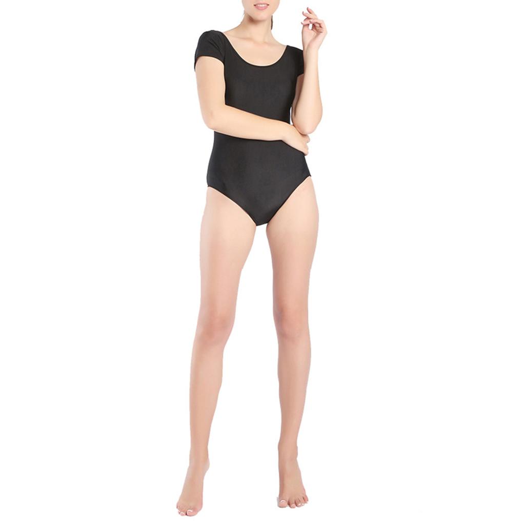 Women's Vintage Black One Piece Swimsuit Extra Stretch Spandex Bodysuit Bathing Suit