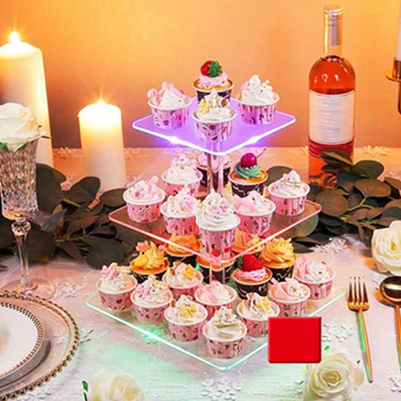 Cake Stand 3 Tier Cupcake Holder with Light Riser Display Stand Party Decor Acrylic Cupcake Stand Dessert Stand for Table Event Cookie Cake