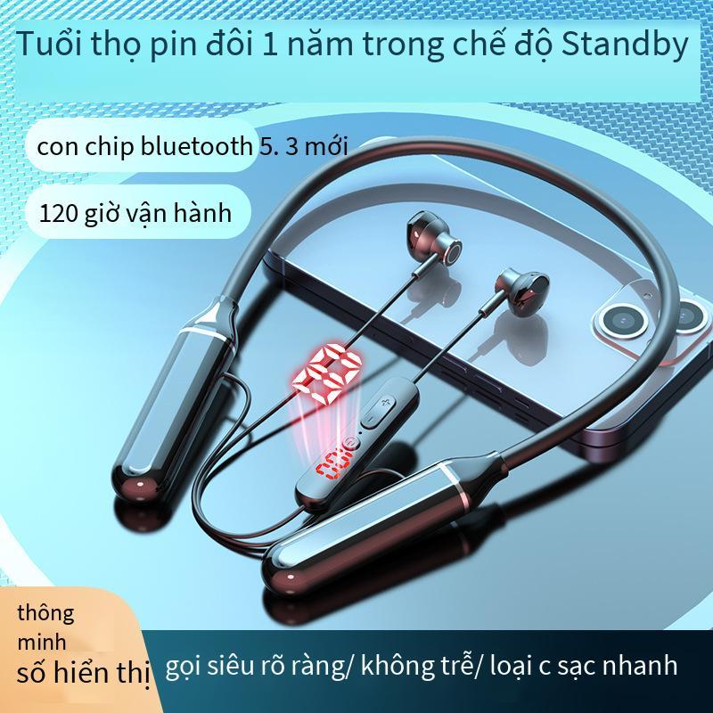 Kiểu tai nghe đeo cổ mới nhất, kiểu bùng nổ mới có thể cắm vào, màn hình kỹ thuật số, thể thao không dây, thời lượng pin chờ cực dài, tai nghe Bluetooth