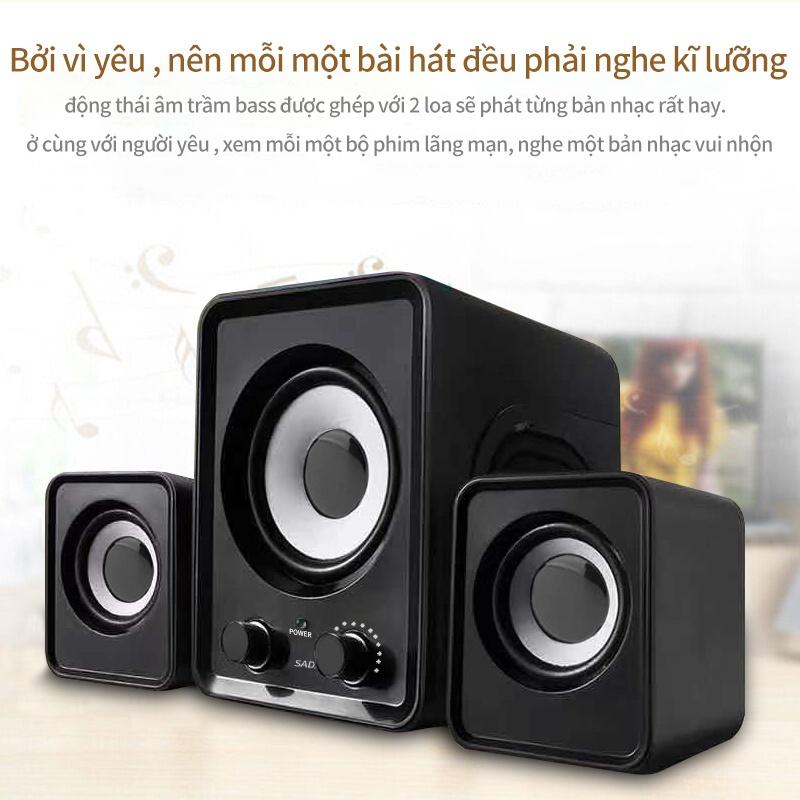 Bộ 3 Loa Vi Tính PC Cao Cấp 2.1 - Loa vi tính Âm Bass Echo Hay - Nhỏ Gọn-Bass Cực Mạnh-BH 6 THÁNG-Giao hàng nhanh