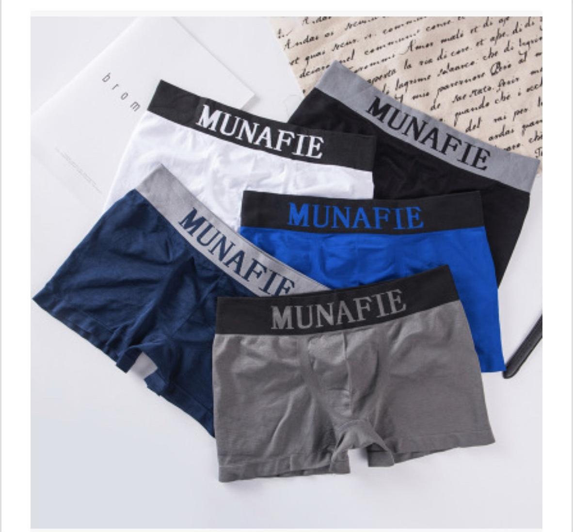 COMBO 5 LÓT NAM BOXER MUNAFIE DỆT KIM MẪU TRƠN FREE SIZE 60-80KG