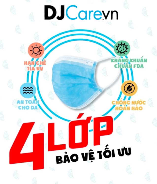 Khẩu Trang Y Tế Kháng Khuẩn 4 Lớp D&J/Tiêu Chuẩn Quốc Tế/Hộp 50 Cái