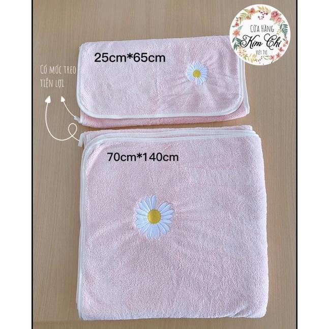 Set 2 Khăn Tắm , Khăn Mặt Thêu Hoa CÚC