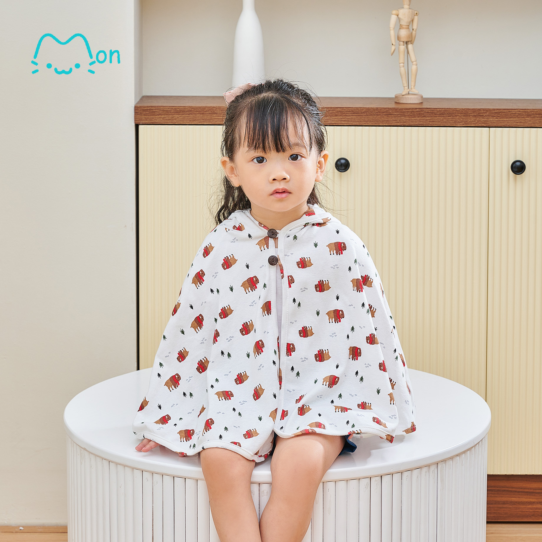 Áo chống nắng cho bé gái, áo choàng chống nắng chống tia UV cho bé gái chất cotton họa tiết dễ thương MonBabies MA22503