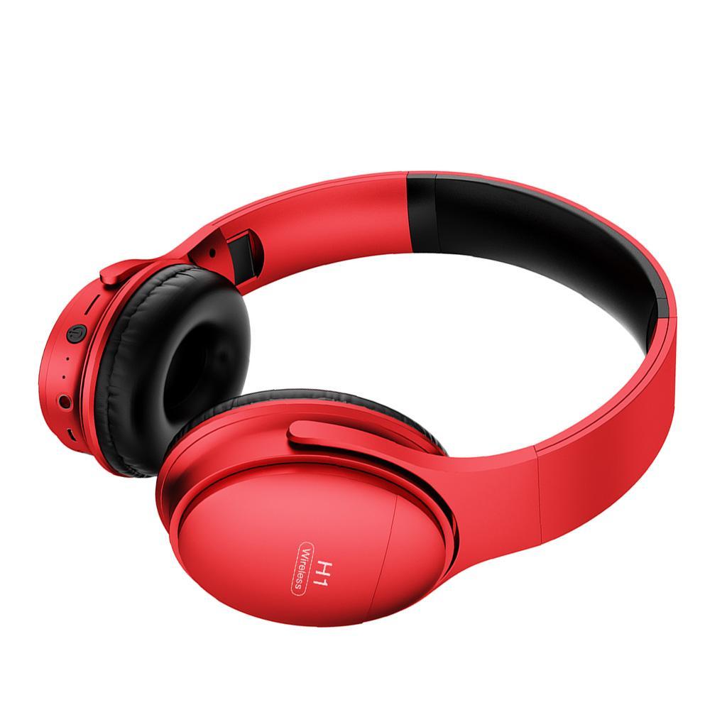 Over Ear Wireless Headphones Deep Bass Noise Cancelling Headset with Mic Red