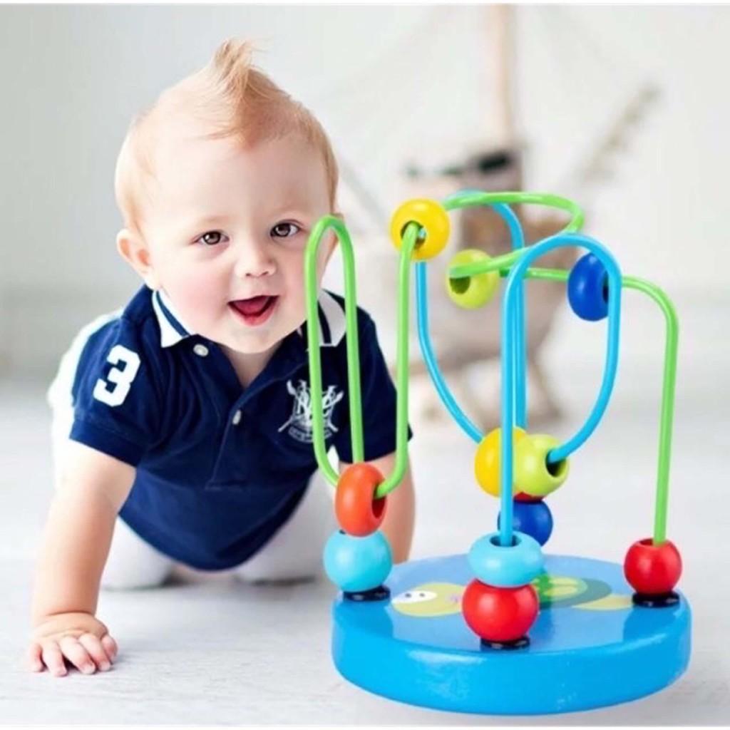 Đồ Chơi Gỗ Luồn Hạt Mini Nhiều Màu Giúp Bé Luyện Đôi Tay Khéo Léo