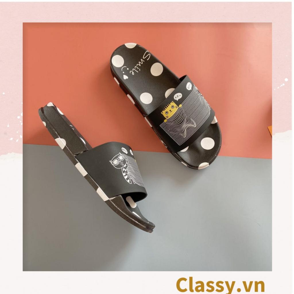 XẢ KHO Dép quai ngang nam nữ Classy họa tiết chấm bi đáng yêu, siêu êm, siêu bền G1120