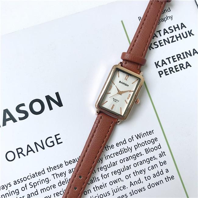 Đồng hồ nữ BSV01 dây da mặt chữ nhật cực đẹp, phong cách Hàn Quốc