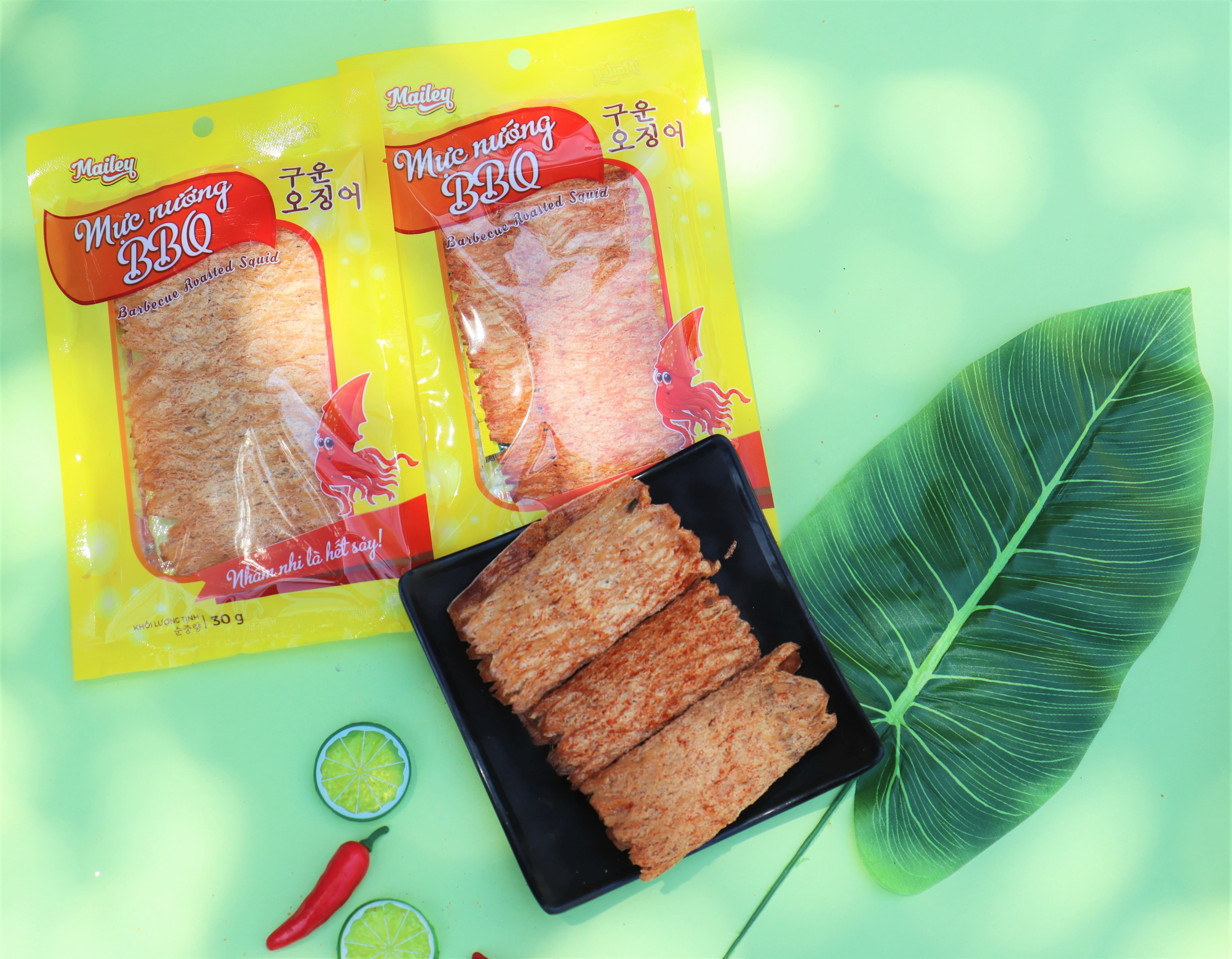 Mực cán nướng BBQ ăn liền MAILEY gói 30G