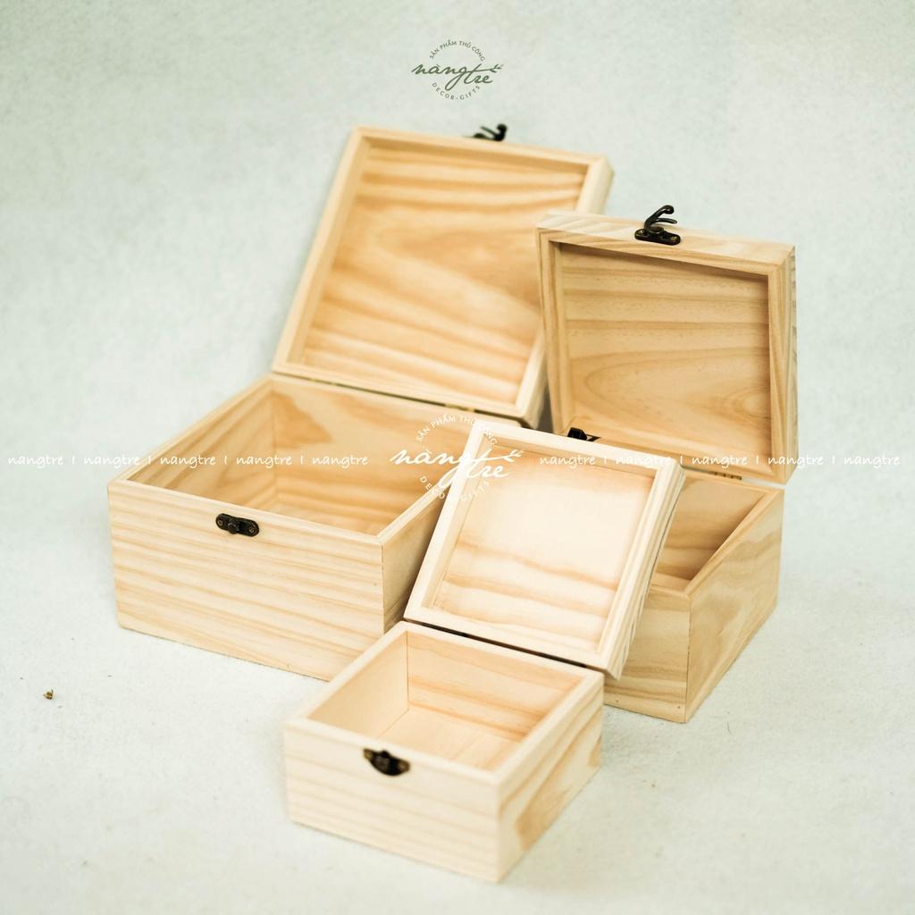 Bộ 3 hộp gỗ vuông đựng đồ - Hộp gỗ tự nhiên