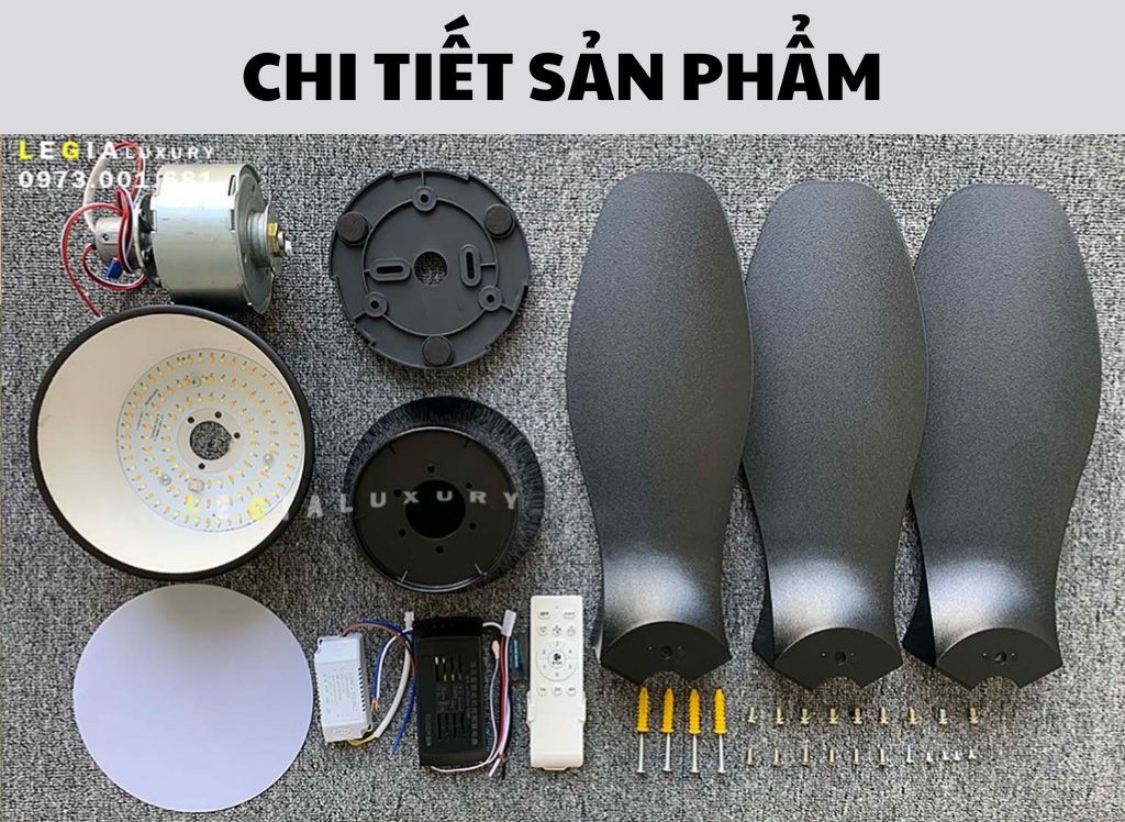 [GIẢM GIÁ SỐC] Quạt Trần Đèn Mini 3 Cánh LÊ GIA LGFAN736T - Chiều Cao 28cm - Sải Cánh 84cm - Bảo Hành 2 Năm