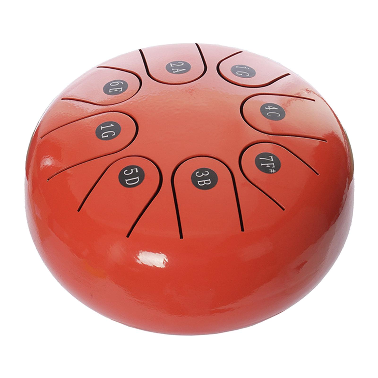 Steel Tongue Drum, 8 Notes 6 inch C-Key Handpan Hand Drums with Travel Bag, Mallets, for Meditation, Entertainment, Music and Gift, Orange