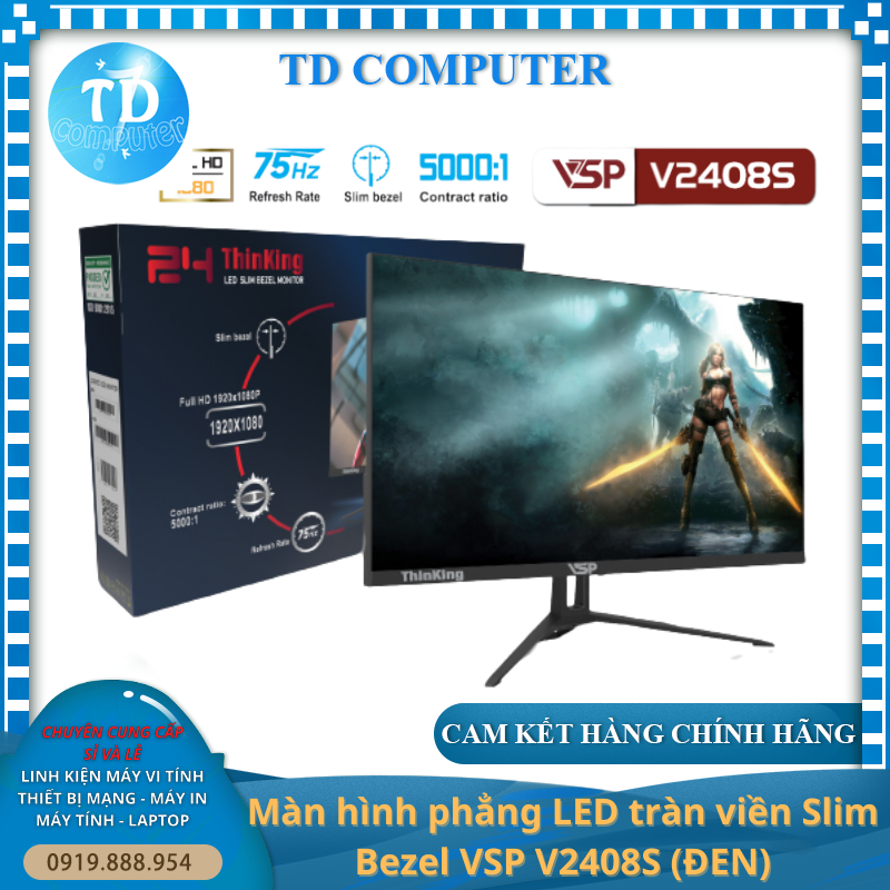 Màn hình Phẳng Tràn viền Gaming 24inch VSP V2408S - Hàng chính hãng TECH VISION phân phối