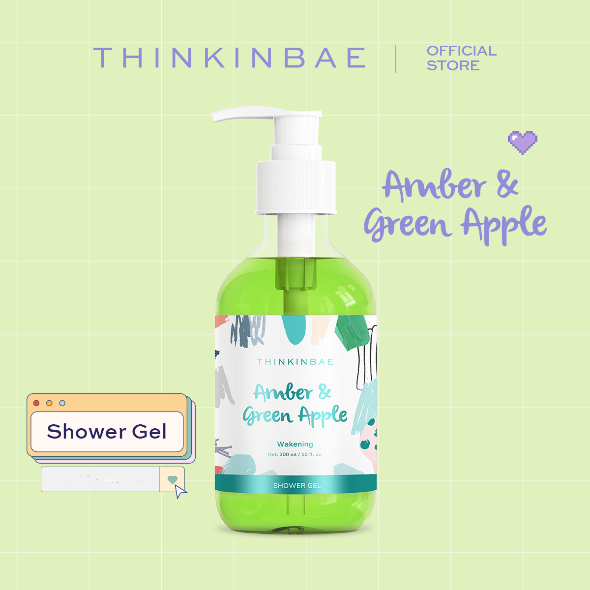 Sữa tắm Thinkinbae hương Hổ phách và Táo xanh 300ml