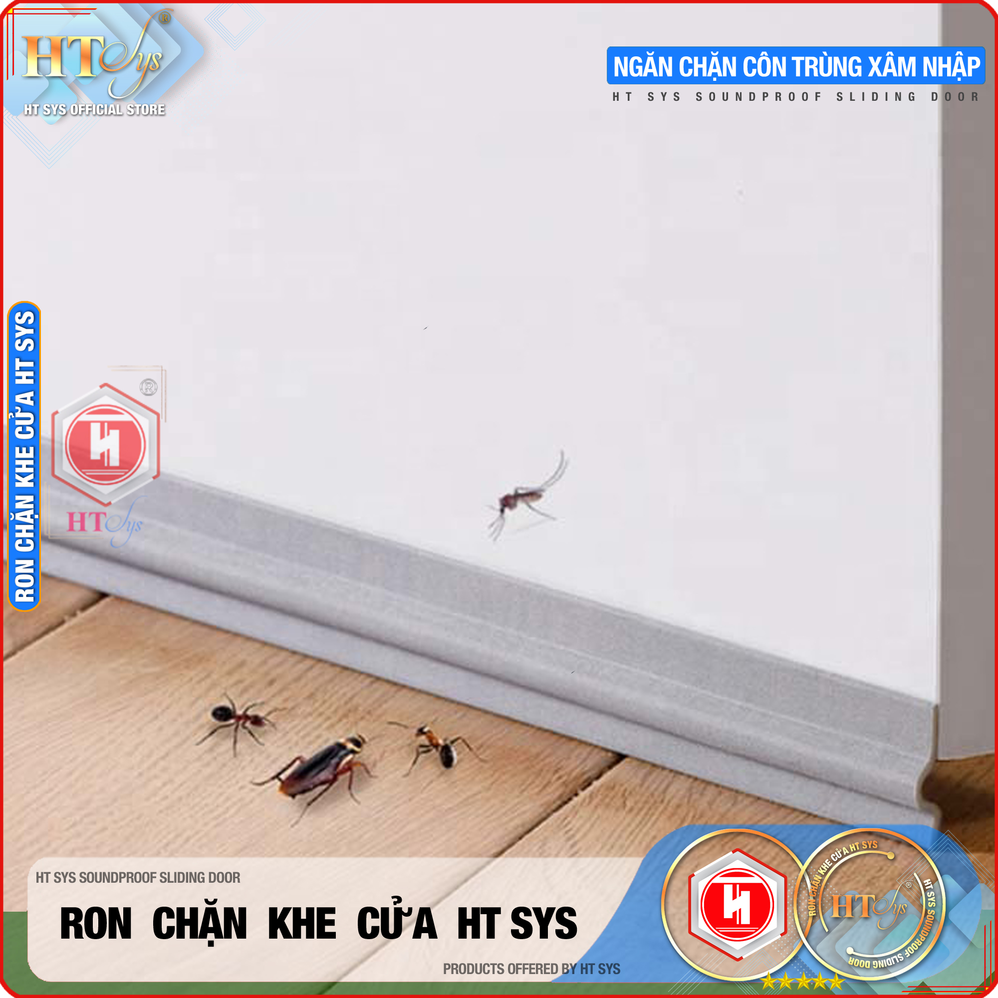 Ron chặn khe cửa HT SYS - Ngăn gió cách âm - Chống bụi, ngăn côn trùng, chống thoát khí điều hòa - Ron chặn khe cửa đa năng chất liệu PU cải tiến - Hàng Chính Hãng