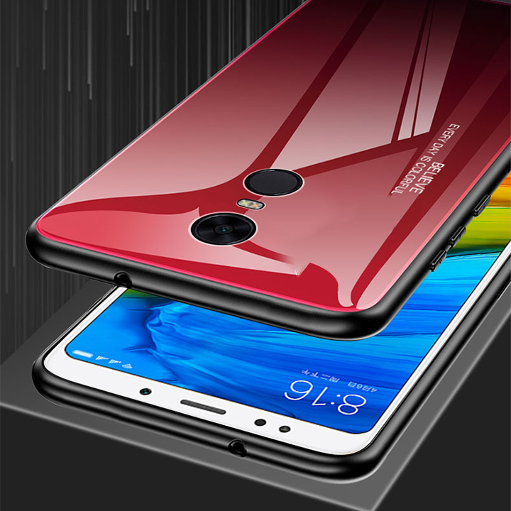 Ốp lưng cho Xiaomi Redmi 5 Plus gương cứng 2 màu Gradient Ver 2 , viền TPU dẻo đen
