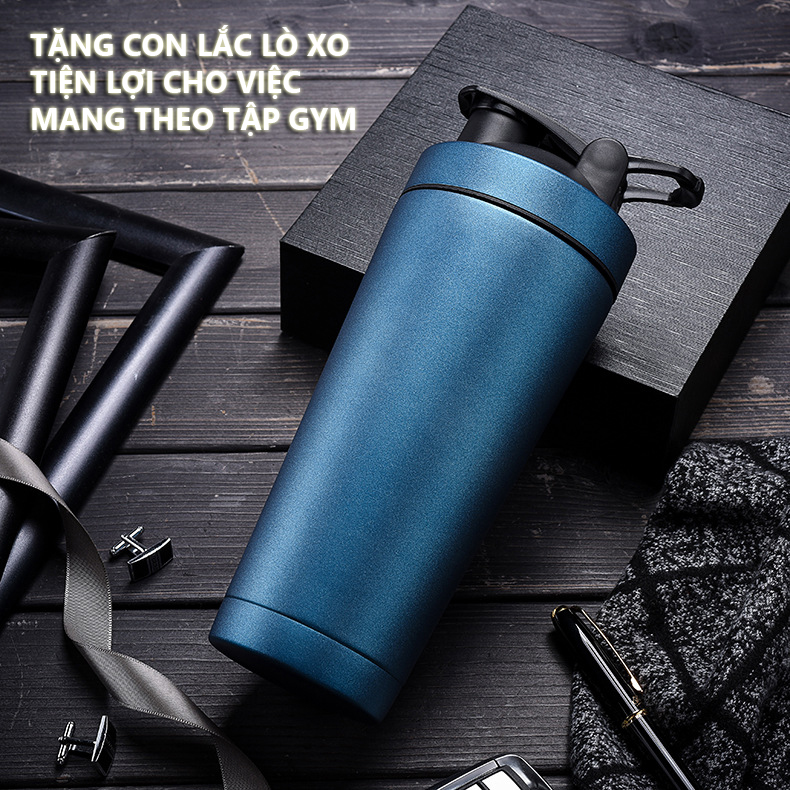 [Loại Cao Cấp - Giữ Nhiệt - Inox 304] bình lắc gym, bình lắc shaker, bình nước thể thao inox giữ nhiệt + kèm quả lắc Lò Xo - Hàng chính hãng DoDoDios