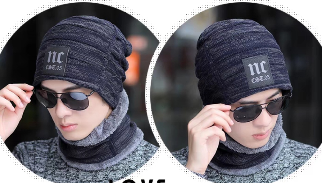 Khăn choàng len nam thời trang Hàn Quốc quàng cổ giữ ấm chống rét lạnh tặng kèm nón mũ len y hình dona21102602