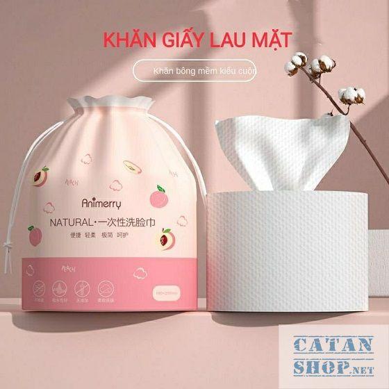 Khăn lau mặt khô dùng 1 lần bằng cotton cao cấp tự nhiên,cuộn khăn mặt khô tẩy trang đa năng túi trái đào xinh xắn