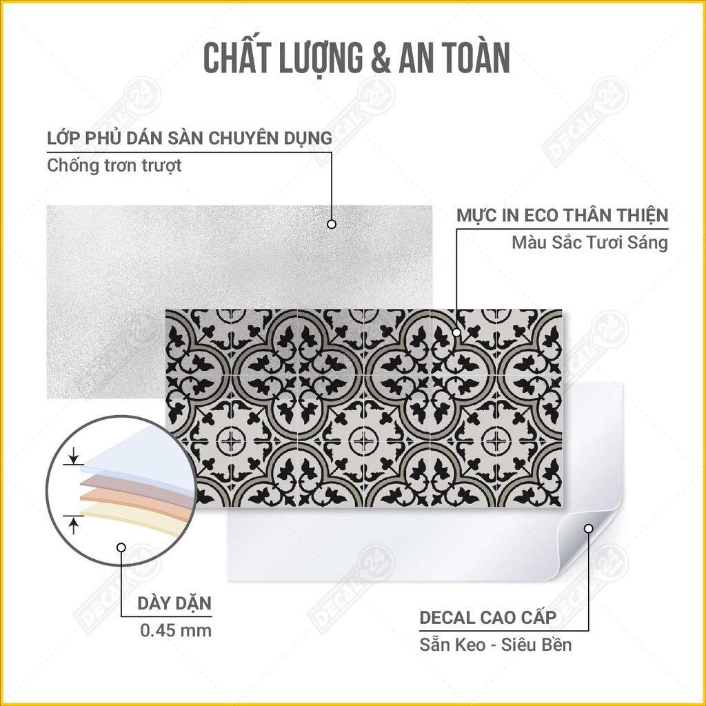 Decal KEO XÁM Dán Sàn Chuyên Dụng, Decal Cao Cấp Họa Tiết Gạch Bông Chống Trầy Xước, Chống Thấm Nước Đa Dạng Mẫu Mã