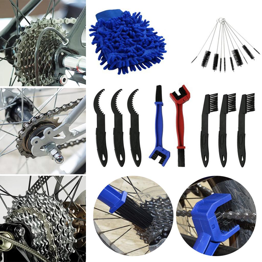 Bike Cleaning Kit, Bicycle Cleaning Brush Tool, Bike Chain Cleaner, Cycling Brush Set, Suitable for Crank/Tire,Mountain Bike, Road Bike, Folding Bike