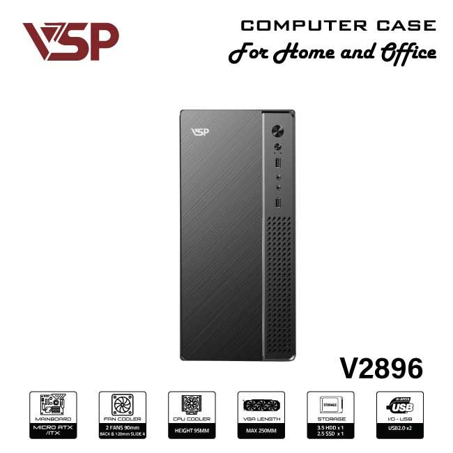 Vỏ Máy Tính Case Văn Phòng VSP V2896 Đen – Hàng Chính Hãng