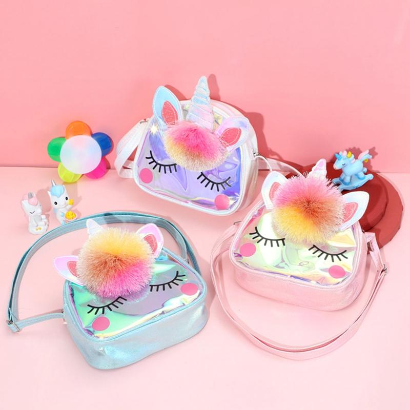 Hoạt Hình Kỳ Lân Ví Đầy Màu Sắc Túi Jelly Túi Túi Thời Trang Đeo Vai Trẻ Em Túi Xách Tay Dây Đeo Thắt Lưng Ví Nữ Mini Tất Cao Cổ Ly Hợp