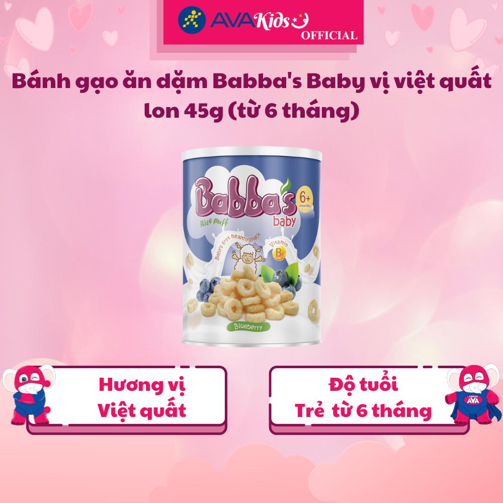 Bánh gạo ăn dặm Babba's Baby vị việt quất lon 45g (từ 6 tháng) - Hàng Chính Hãng