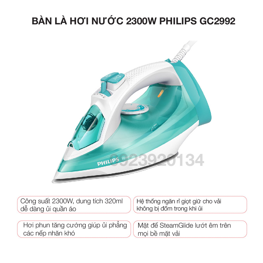 Bàn là hơi nước 2300w Philips GC2992 - Hàng chính hãng