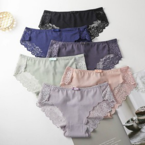 Quần lót nữ su đúc không đường may phối ren mềm mịn size 42-55kg