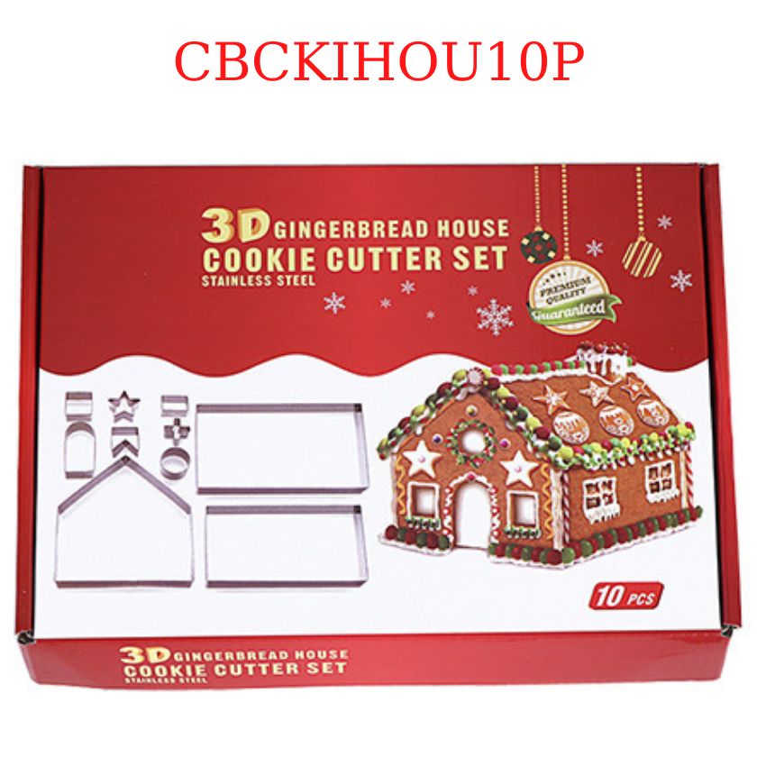 COMBO Set 10 khuôn nhấn bánh 3D hình nhà giáng sinh - CBCKIHOU10P