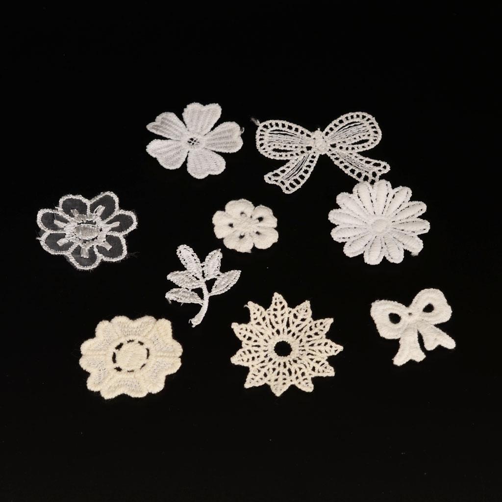 Bộ 15 Miếng Các Loại Trắng Ren Thêu Miếng Dán May Táo Viền Thủ Công DIY