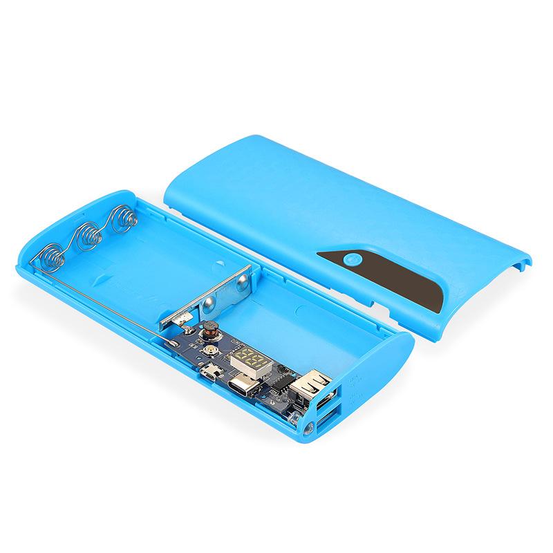 5x18650 Power Bank Box Portable 5V Dual USB Sạc điện thoại di động Hộp đựng pin DIY Shell 18650 Hộp sạc có đèn LED Màu sắc: B- Xanh dương