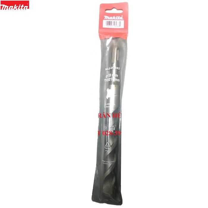 Mũi khoan Makita SDS Plus 19x210mm D-00343 ( Mũi TCT) (máy khoan bê tông 2kg) - Hàng Chính Hãng