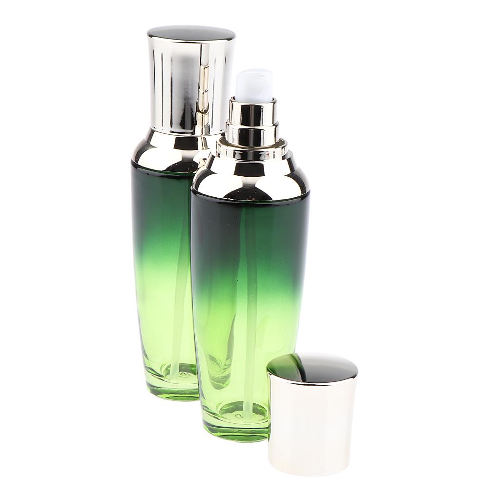 Empty Portable Glass Cosmetic Cream Lotion Pump Bottle Container Cosmetic Make up Dispenser With Pump Head,Pack 2