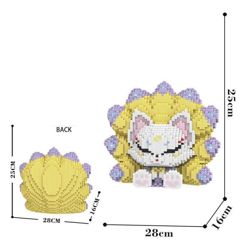Xếp hình hồ ly cửu vỹ hồ ly 9 đuôi, cáo 9 đuôi NGŨ HÀNH cỡ nhỡ 25cm- 30cm tặng kèm búa