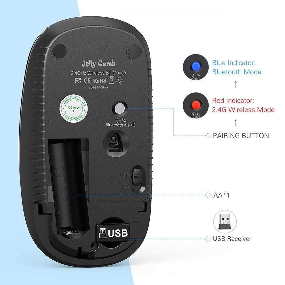 Sữa Ong Chúa Lược Chuột Không Dây Bluetooth USB Slient Chuột Không Dây Chuột Cho Máy Tính Laptop iPad 2400DPI Gaming Mause Dành Cho Game Thủ