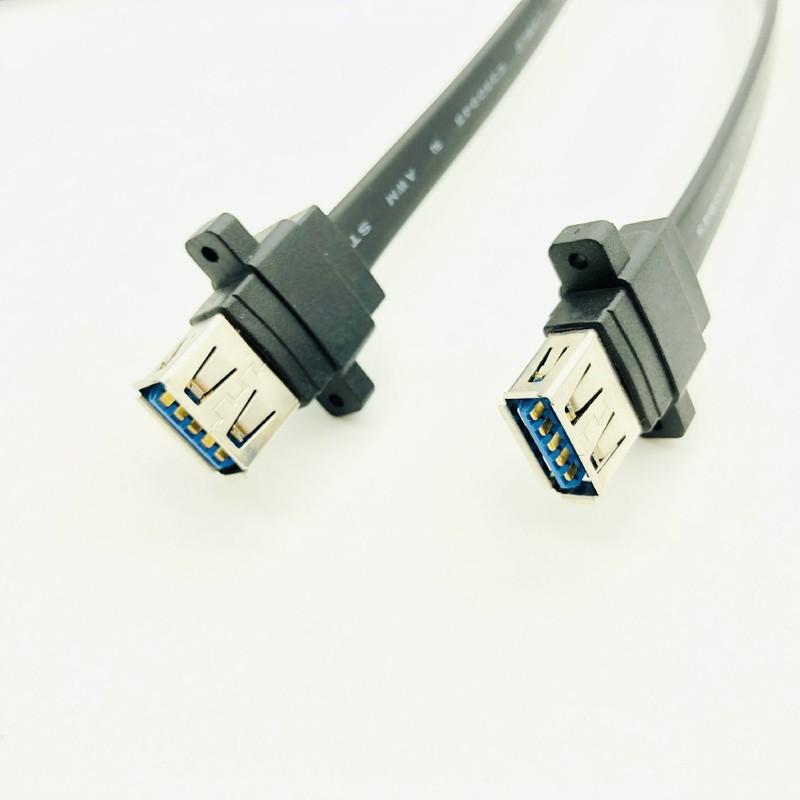 H1111Z Connector USB 3.0 Panel Mount Dual Port USB 3.0 Female Screw Panel Mount to Motherboard 20 Pin Header Flat Cable Cord NEW