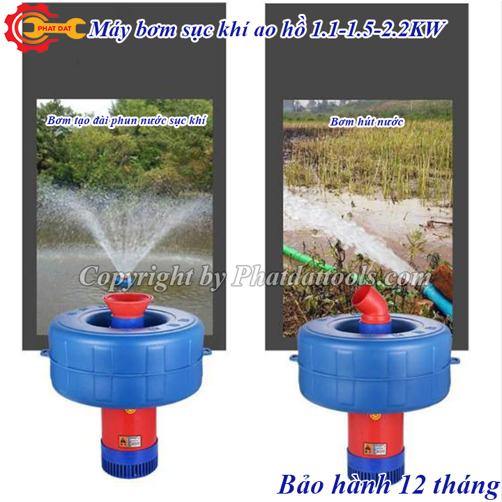 Máy bơm sục khí oxy hòa tan cho ao hồ nuôi cá, tạo đại phun nước-Công suất 1.1KW-1.5KW-2.2KW